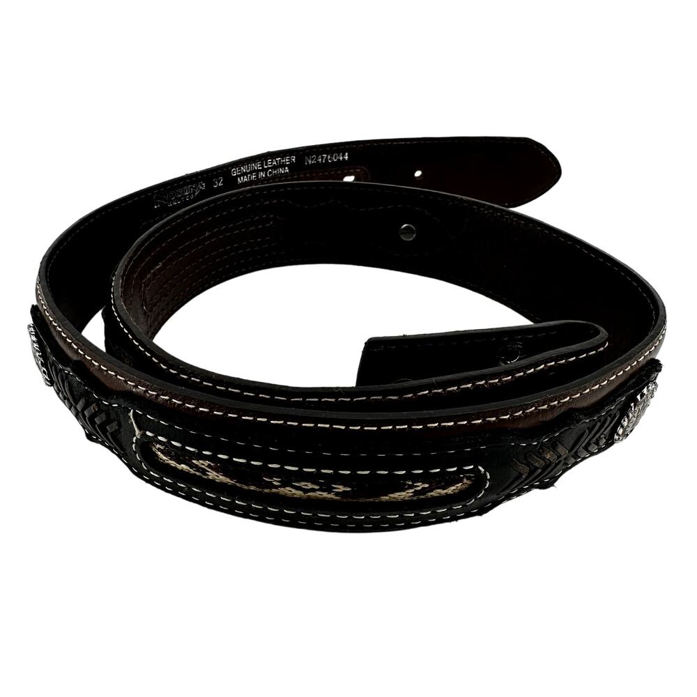 Nocona Belt Co. Western Belt Genuine Leather Adjustable Classic Black 32